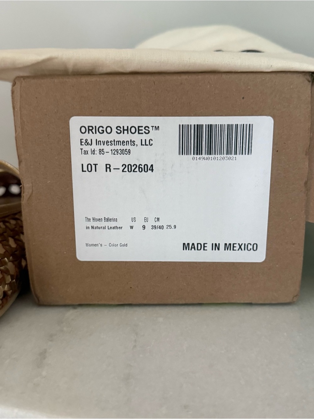 Origo Gold Woven Ballerina Mary Jane by Anya leather barefoot shoes 9 - Picture 6 of 7